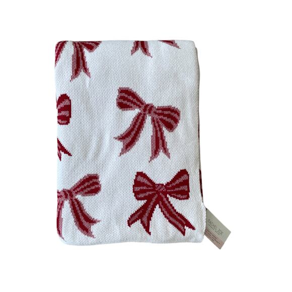 Rachel Zoe BOWS Oversized Throw Blanket 50x70 Red & White NEW - Picture 15 of 15